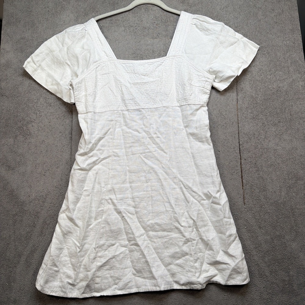 Madewell Linen Dress White Short Sleeve A Line Resort Size 10